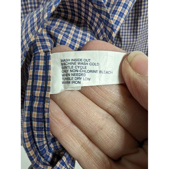 Gap Dress Shirt L Blue Orange Plaid Long Sleeve Mens - Picture 3 of 5
